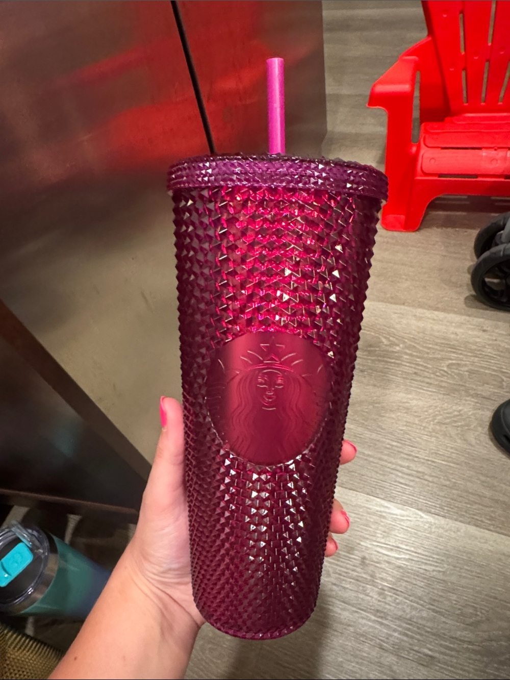 Starbucks Purple-Pink Studded Cold Cup Tumbler with Straw
